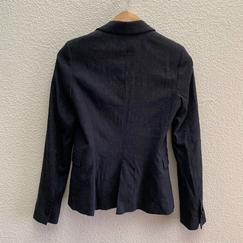 Zara Basic One Button Patterned Blazer Jacket Black Color XS Extra Small